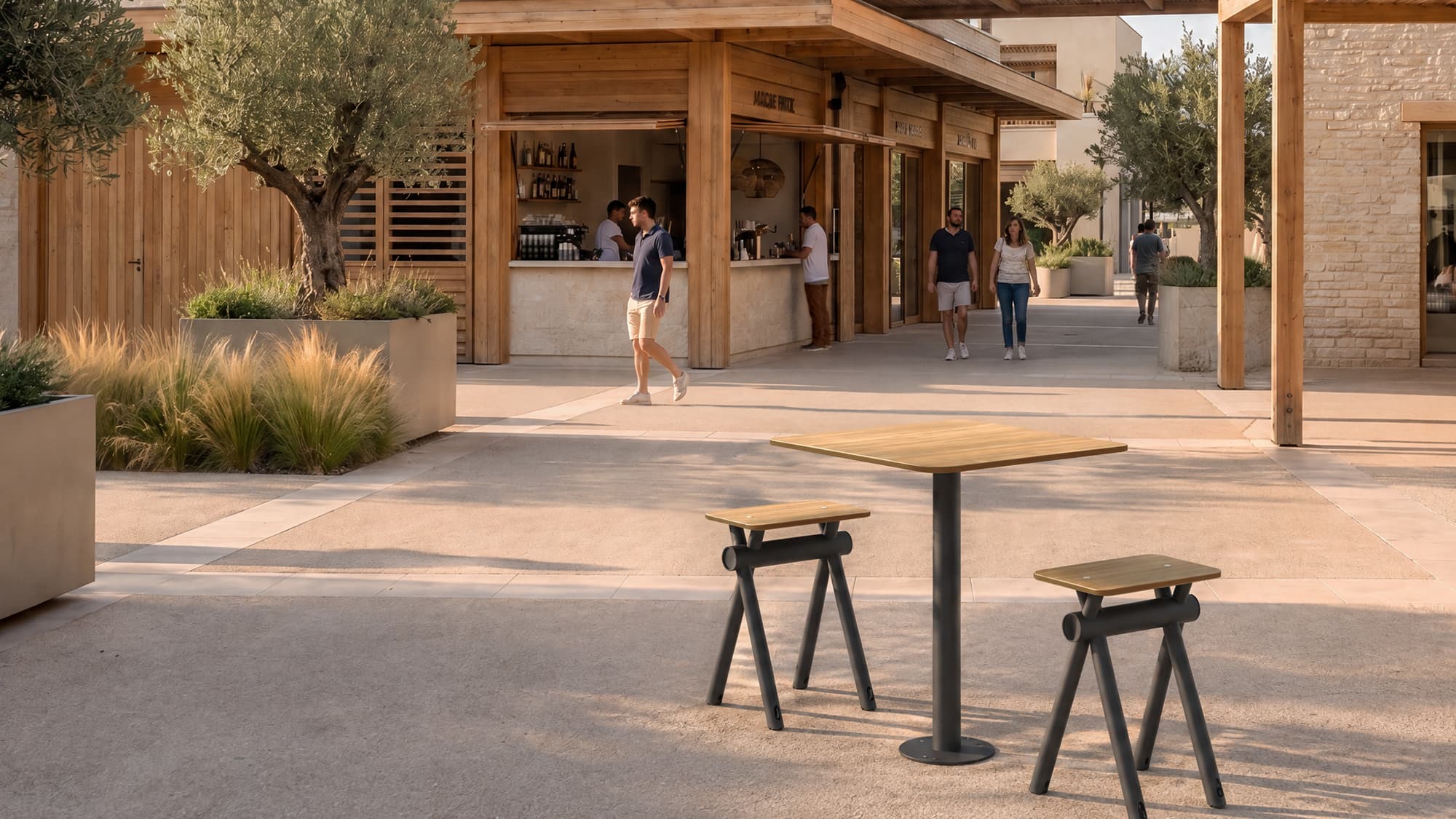 Table et chaise pour terrasse et zones de restauration