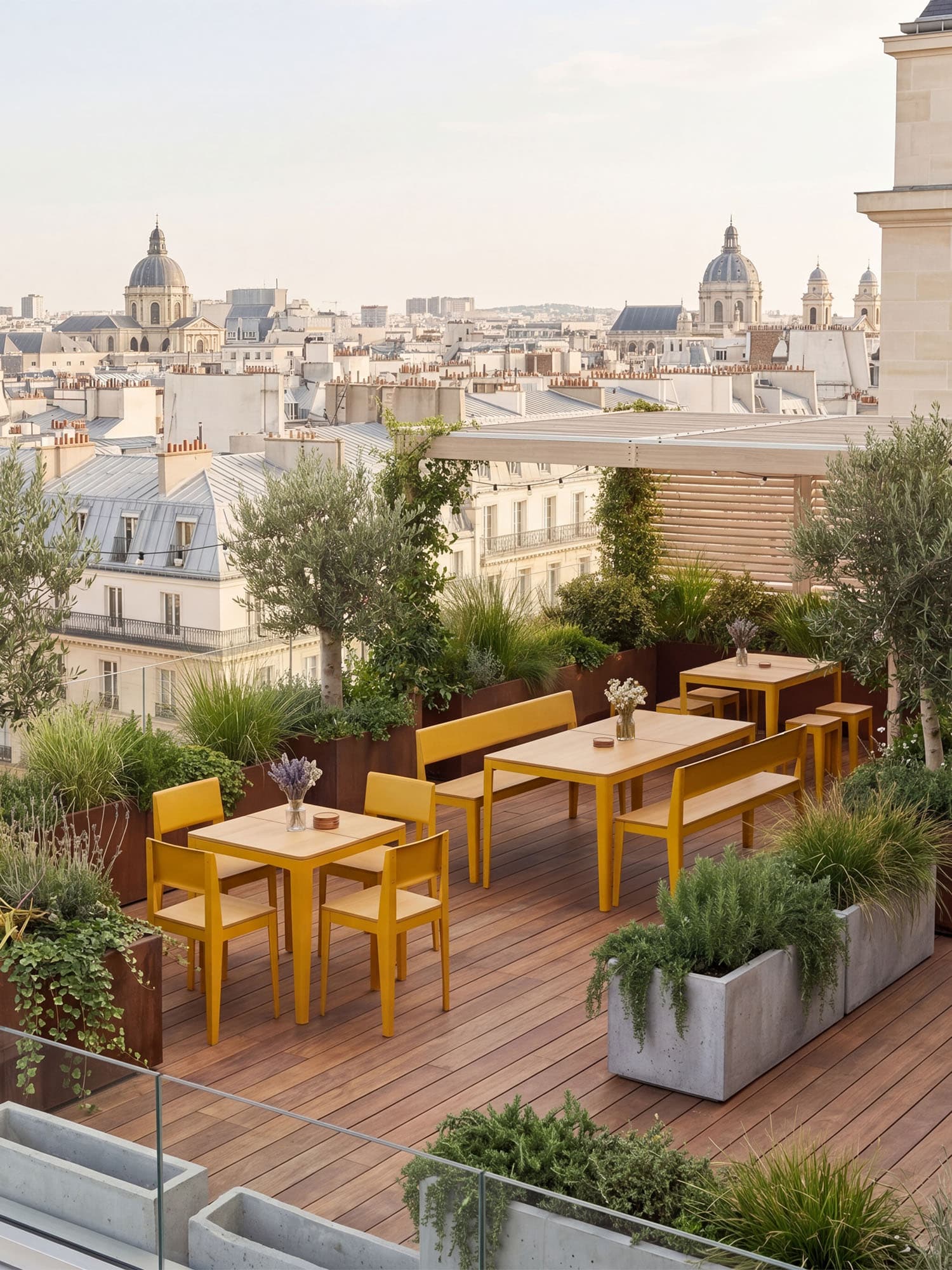 Tables et chaise pour aménager les terrasses extérieures